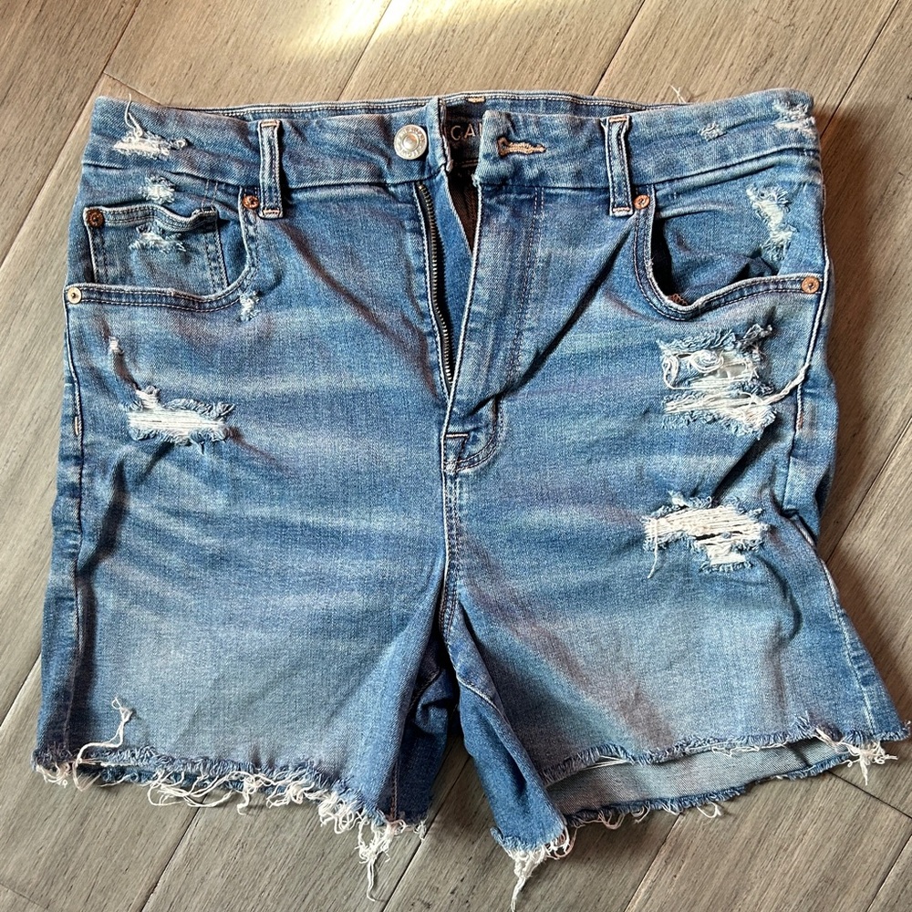 American Eagle Outfitters Light Blue Distressed Denim Shorts